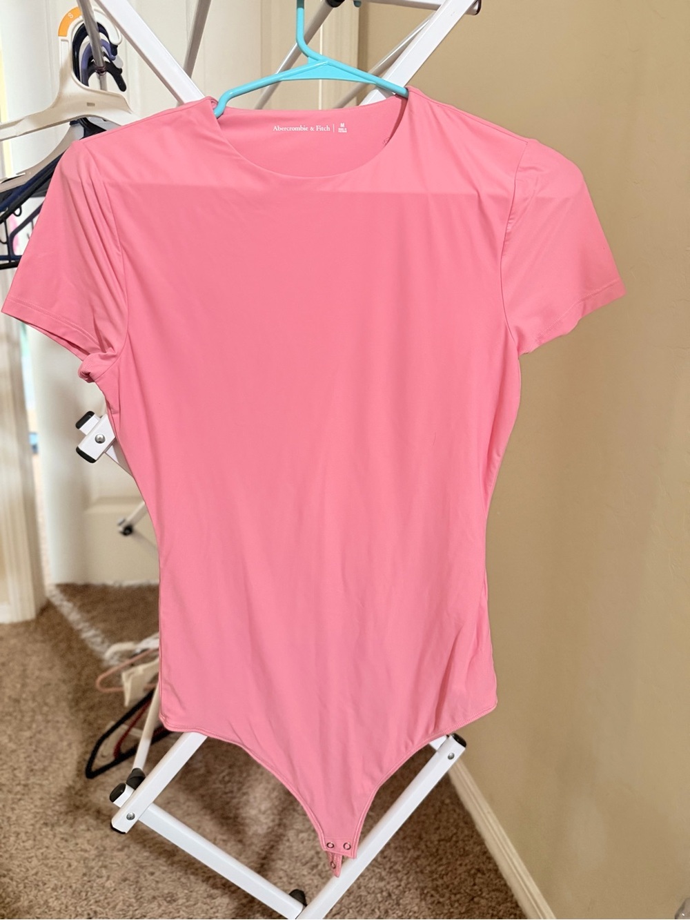 Abercrombie & Fitch Pink Short-Sleeve Stretch Bodysuit